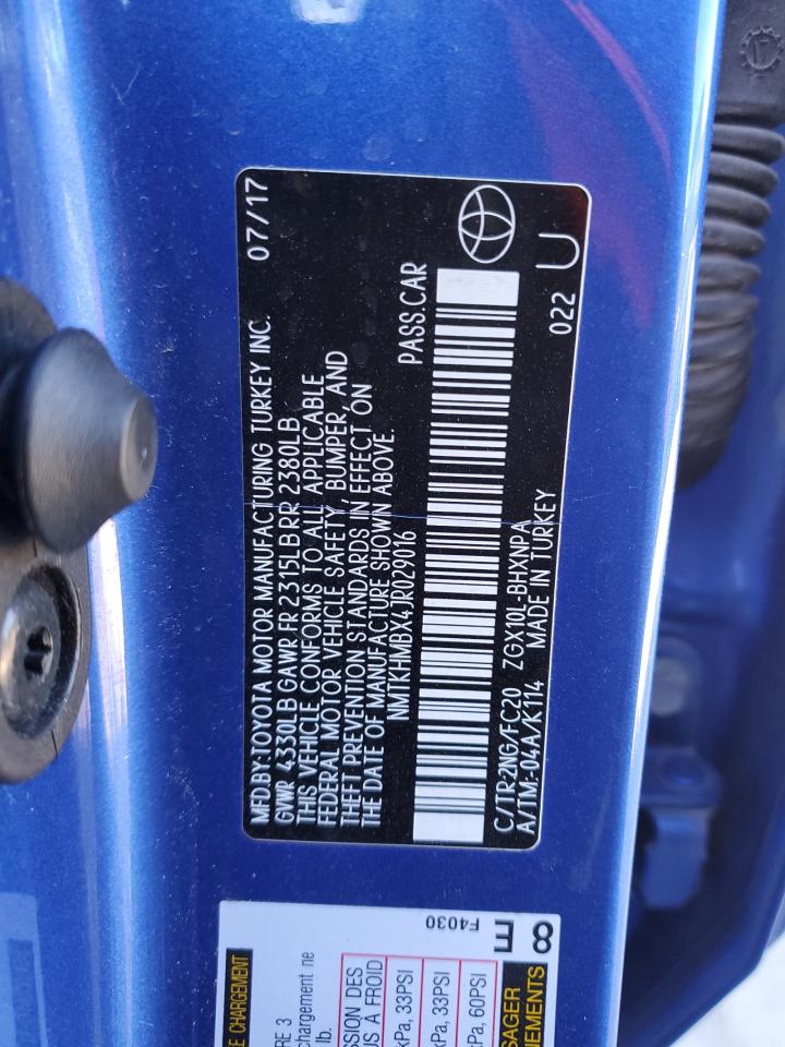 2018 Toyota C-HR VIN NMTKHMBX4JR029016 Copart auction photo, front end damage thumbnail 13