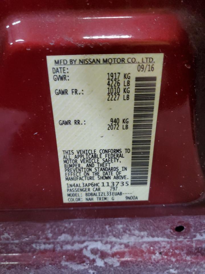 2017 Nissan Altima VIN 1N4AL3AP6HC113735 Copart auction photo, all over / undercarriage damage thumbnail 15
