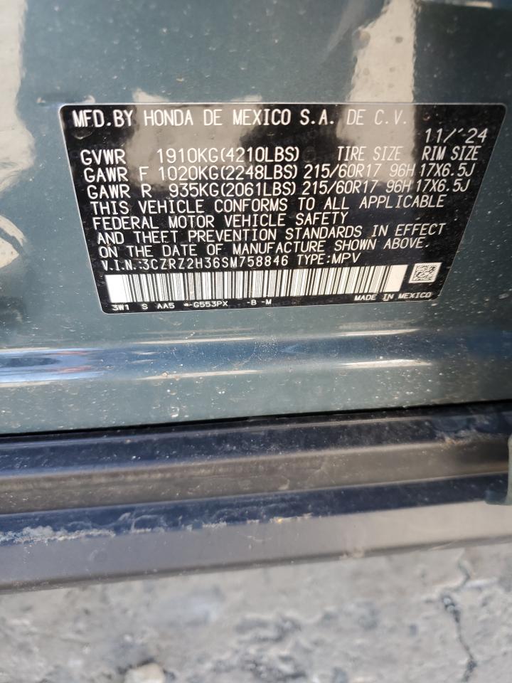 2025 Honda HR-V VIN 3CZRZ2H36SM758846 Copart auction photo, side / front end damage thumbnail 13