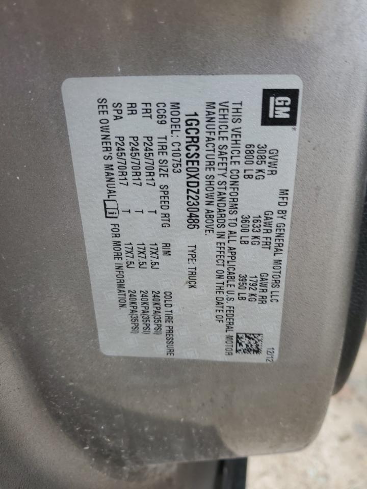 2013 Chevrolet Silverado VIN 1GCRCSE0XDZ230486 Copart auction photo, rollover damage thumbnail 14