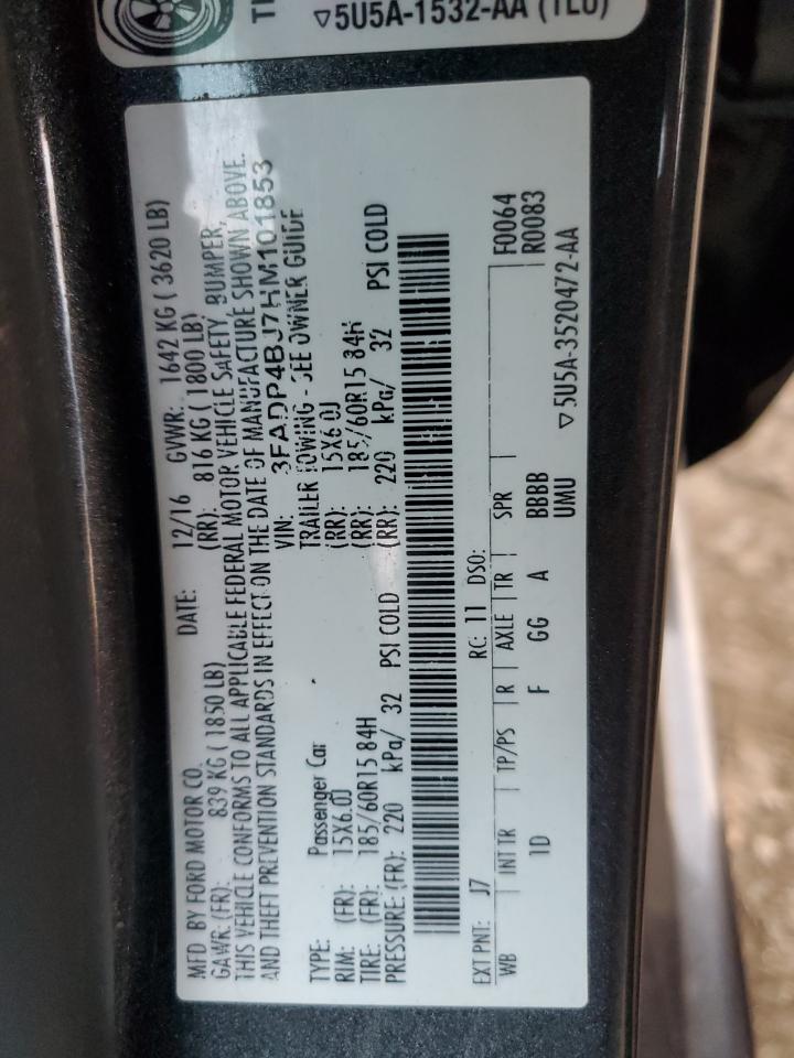 2017 Ford Fiesta VIN 3FADP4BJ7HM101853 Copart auction photo, front end / side damage thumbnail 13