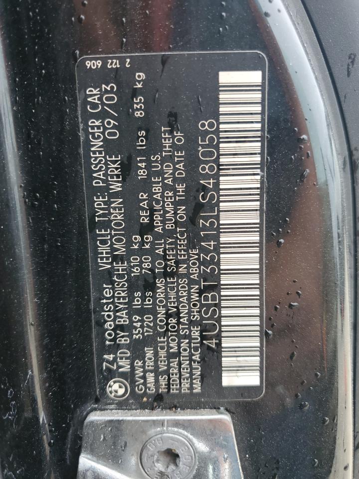 2003 BMW Z4 VIN 4USBT33413LS48058 Copart auction photo, water/flood damage thumbnail 13