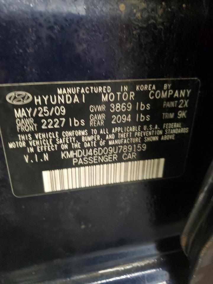 2009 Hyundai Elantra VIN KMHDU46D09U789159 Copart auction photo, front end / minor dent/scratches damage thumbnail 13