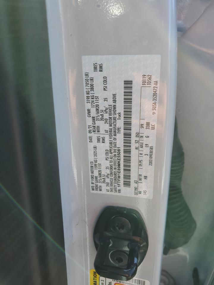 2021 Ford F-150 VIN 1FTFW1E89MKE55081 Copart auction photo, all over damage thumbnail 14