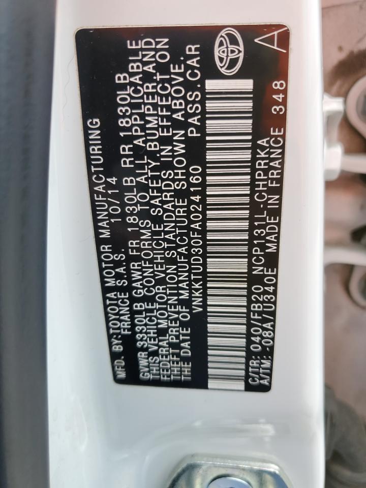2015 Toyota Yaris VIN VNKKTUD30FA024160 Copart auction photo, front end damage thumbnail 15