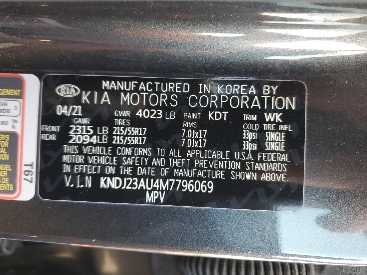 2021 KIA Soul VIN KNDJ23AU4M7796069 Copart auction photo, front end / side damage thumbnail 14