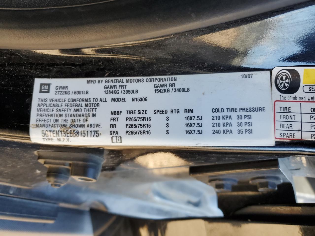 2008 Hummer H3 VIN 5GTEN13E688151175 Copart auction photo, minor dent/scratches damage thumbnail 13