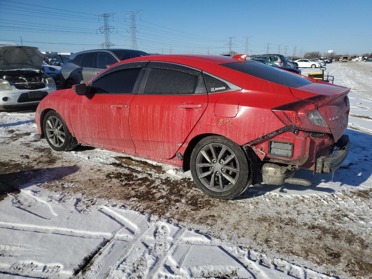 2019 Honda Civic VIN 2HGFC1F33KH651793 Copart auction photo, rear end / side damage thumbnail 2