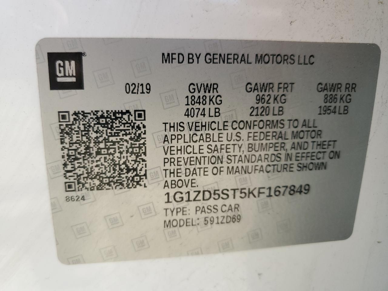 2019 Chevrolet Malibu VIN 1G1ZD5ST5KF167849 Copart auction photo, front end / side damage thumbnail 12
