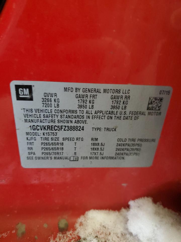 2015 Chevrolet Silverado VIN 1GCVKREC5FZ388824 Copart auction photo, rear end damage thumbnail 13