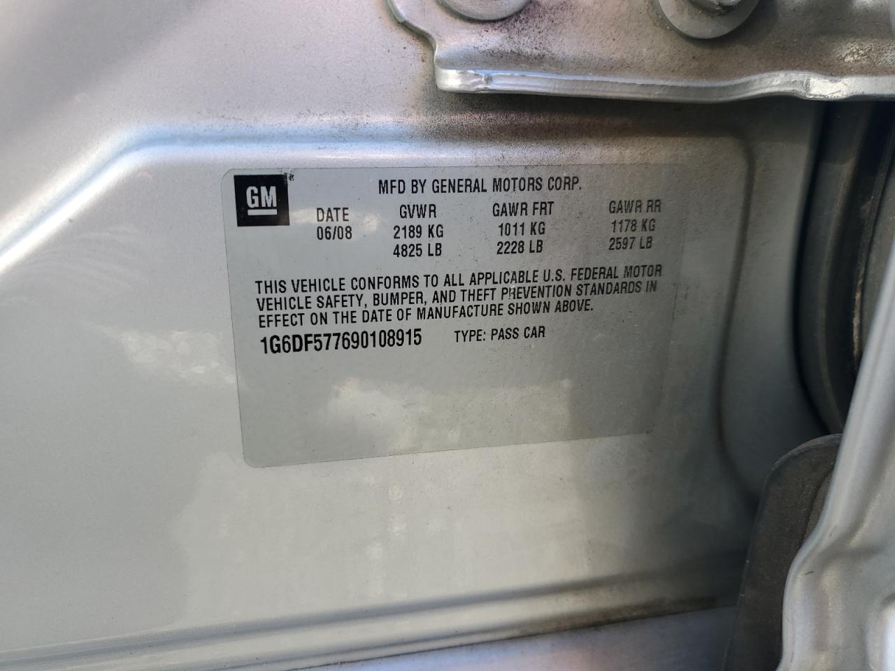 2009 Cadillac CTS VIN 1G6DF577690108915 Copart auction photo, all over damage thumbnail 12