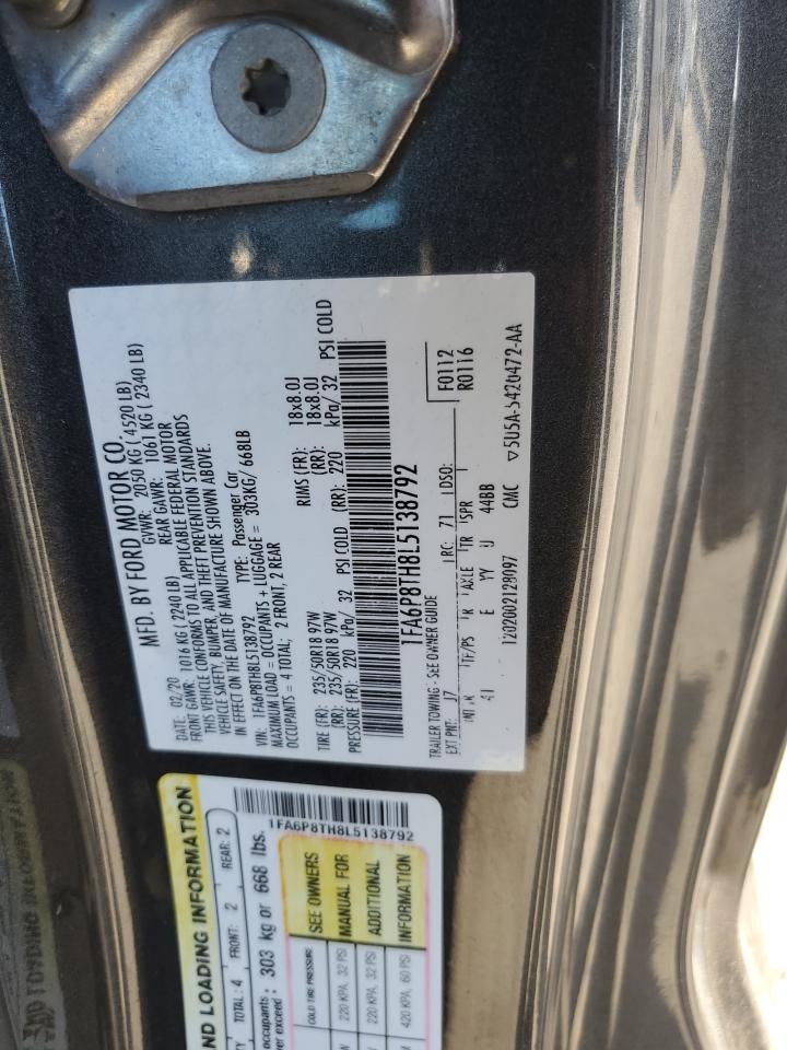 2020 Ford Mustang VIN 1FA6P8TH8L5138792 Copart auction photo, front end damage thumbnail 15