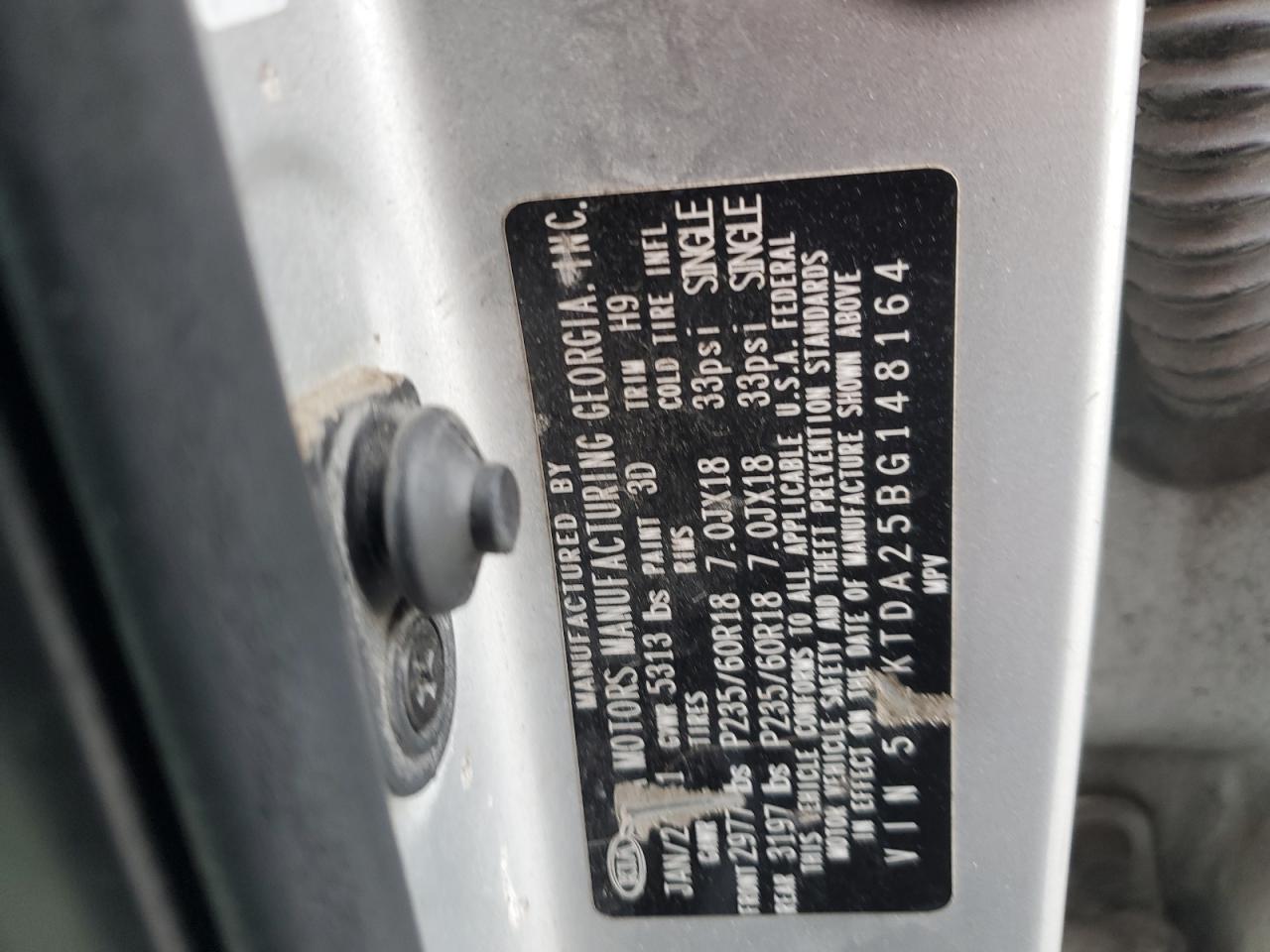 2011 KIA Sorento VIN 5XYKTDA25BG148164 Copart auction photo, front end / side damage thumbnail 14