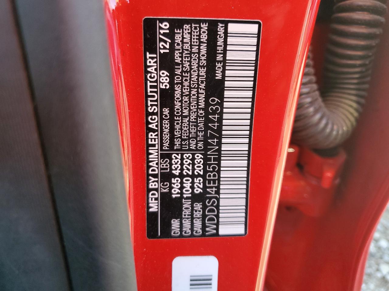 2017 Mercedes-Benz CLA-klasse VIN WDDSJ4EB5HN474439 Copart auction photo, front end / side damage thumbnail 12