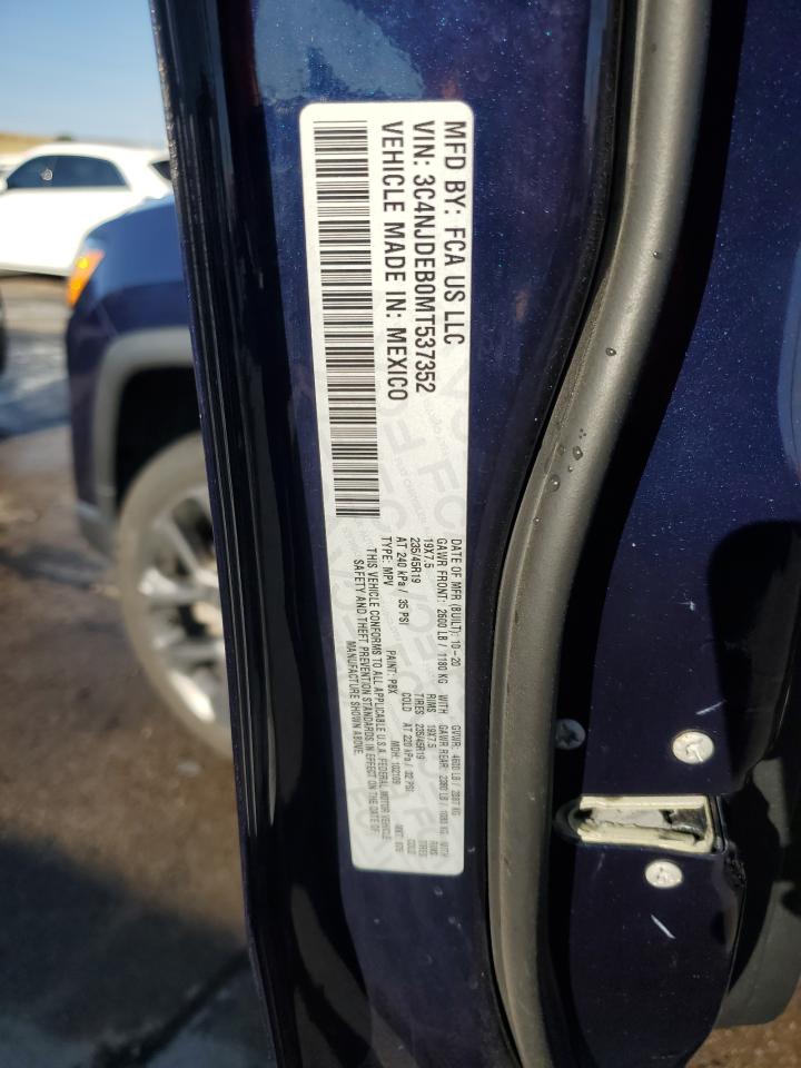 2021 Jeep Compass VIN 3C4NJDEB0MT537352 Copart auction photo, side damage thumbnail 13
