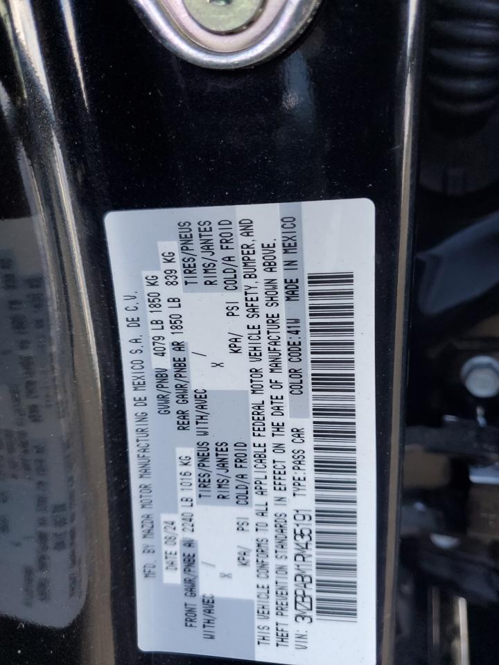 2024 Mazda 3 VIN 3MZBPABM1RM435191 Copart auction photo, front end / all over damage thumbnail 14