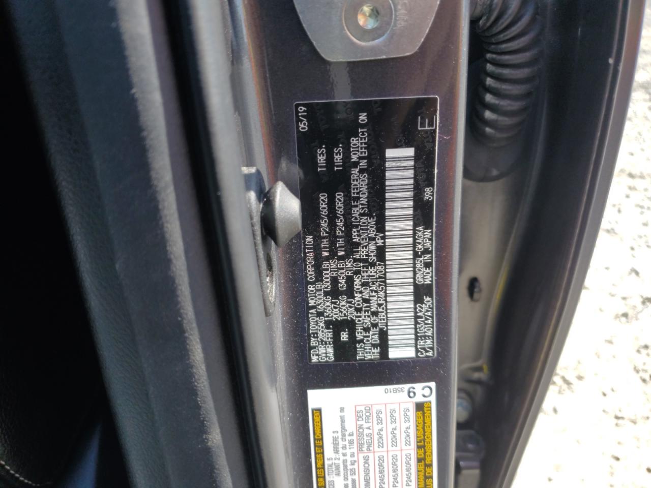 2019 Toyota 4Runner VIN JTEBU5JR4K5717087 Copart auction photo, front end damage thumbnail 14