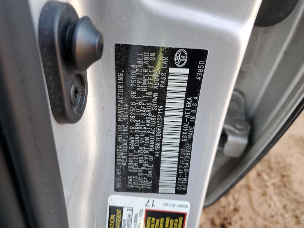 2014 Toyota Avalon VIN 4T1BK1EB6EU132114 Copart auction photo, front end damage thumbnail 15