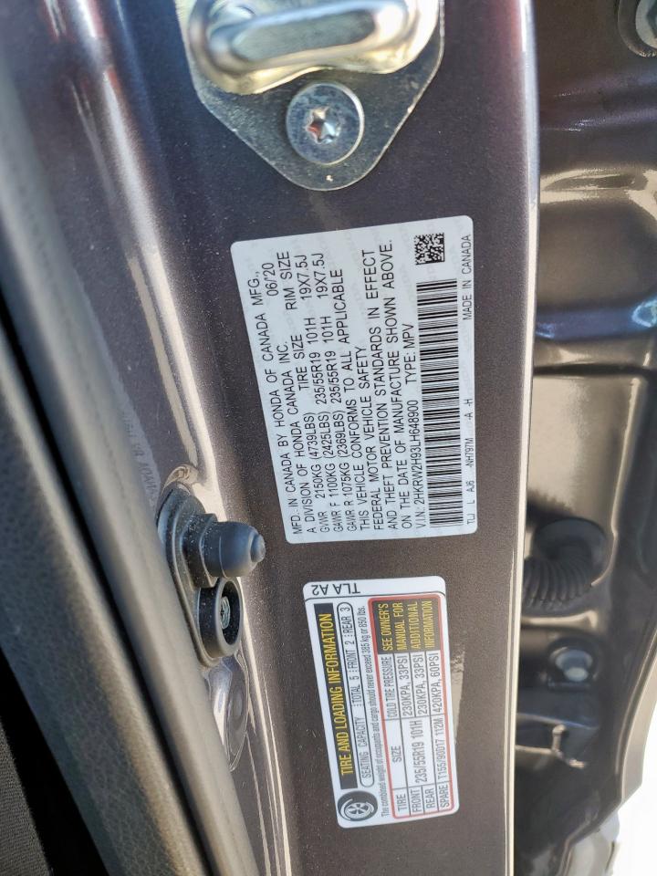 2020 Honda CR-V VIN 2HKRW2H93LH648900 Copart auction photo, front end / undercarriage damage thumbnail 14