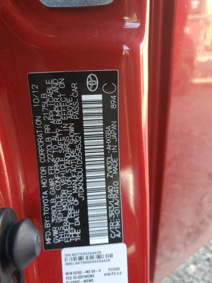 2013 Toyota Prius VIN JTDKN3DU1D5545321 Copart auction photo, rear end damage thumbnail 14