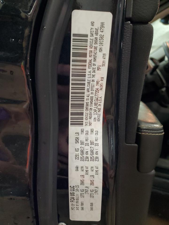2016 Jeep Grand Cherokee VIN 1C4PJLAB1GW177354 Copart auction photo, front end / side damage thumbnail 13