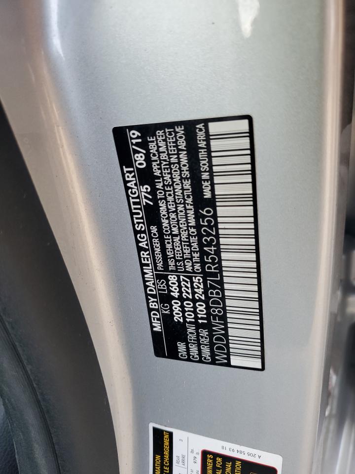 2020 Mercedes-Benz C-klasse VIN WDDWF8DB7LR543256 Copart auction photo, front end damage thumbnail 13