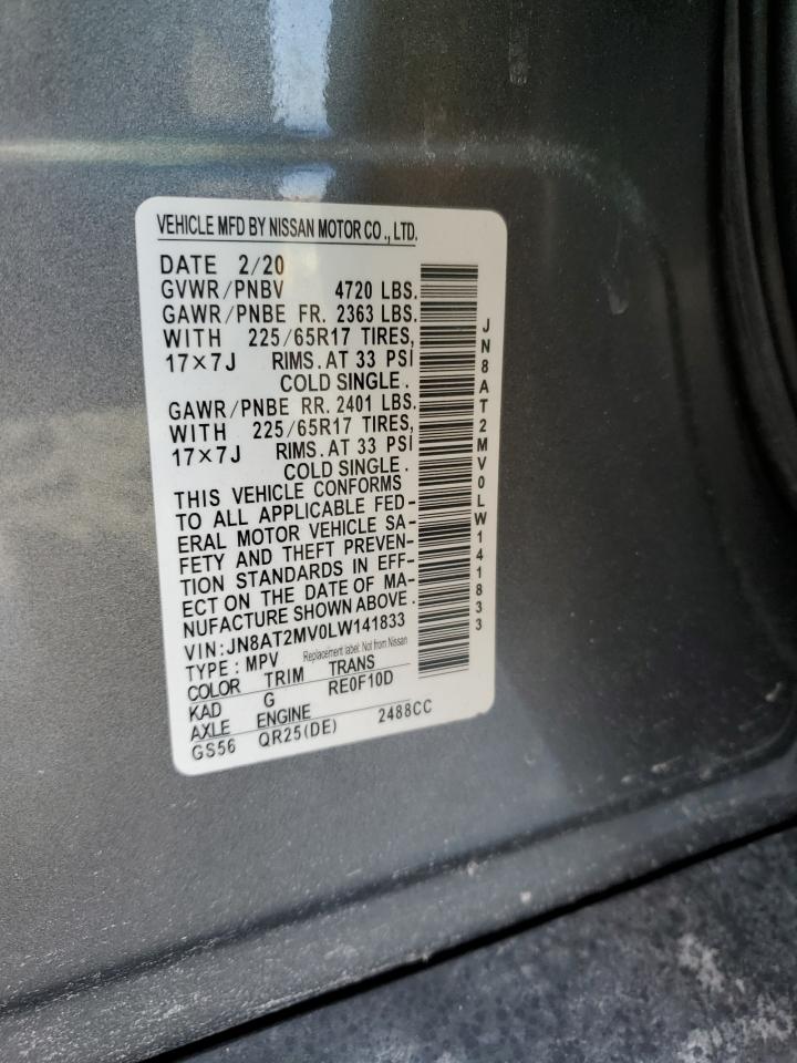 2020 Nissan Rogue VIN JN8AT2MV0LW141833 Copart auction photo, front end damage thumbnail 13