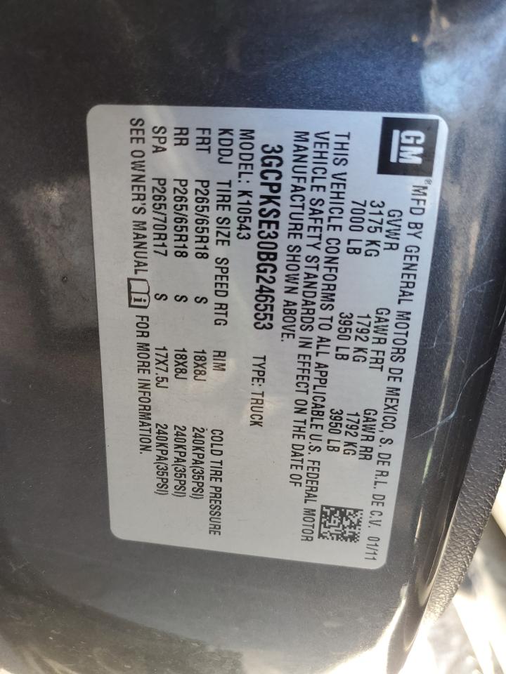2011 Chevrolet Silverado VIN 3GCPKSE30BG246553 Copart auction photo, all over damage thumbnail 13