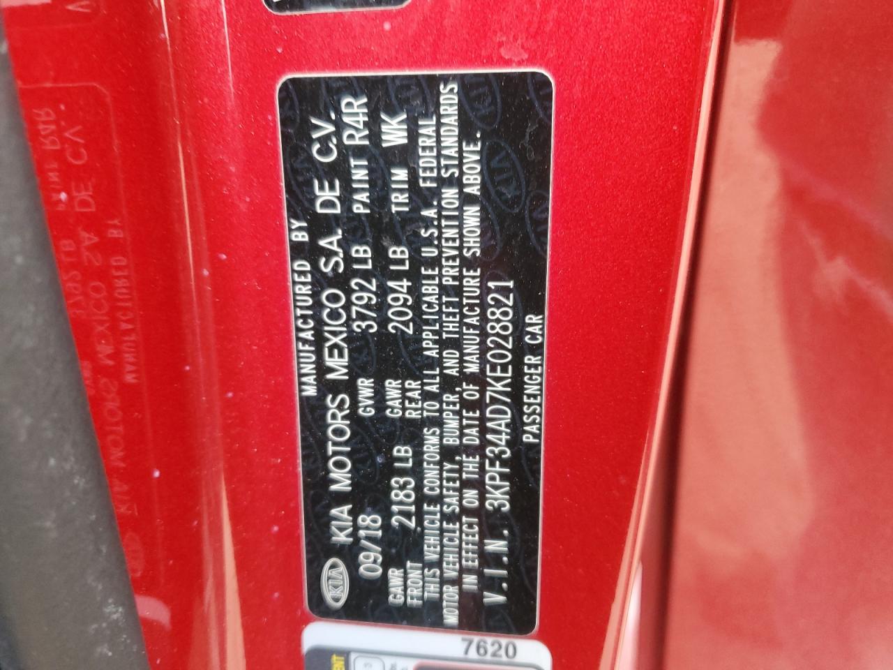 2019 KIA Forte VIN 3KPF34AD7KE028821 Copart auction photo, front end / mechanical damage thumbnail 13