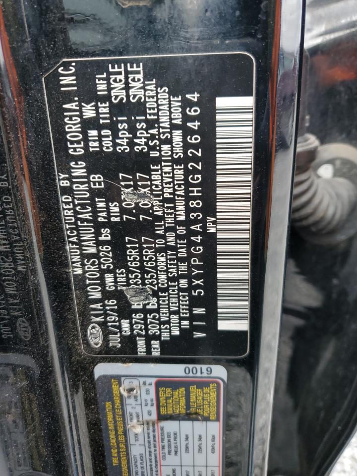 2017 KIA Sorento VIN 5XYPG4A38HG226464 Copart auction photo, mechanical / minor dent/scratches damage thumbnail 13