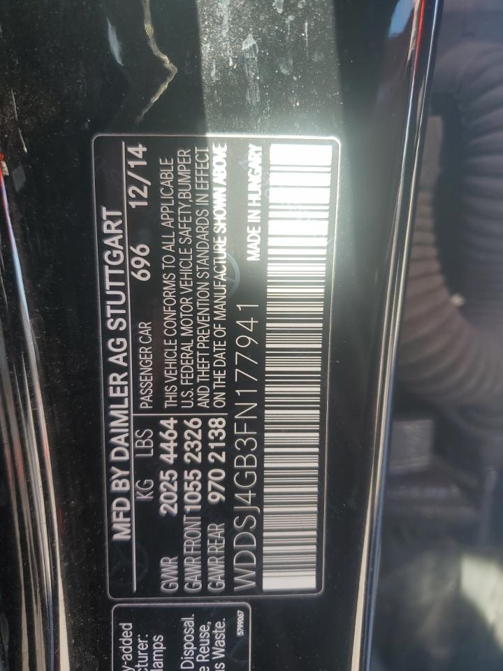 2015 Mercedes-Benz CLA-klasse VIN WDDSJ4GB3FN177941 Copart auction photo, mechanical damage thumbnail 12