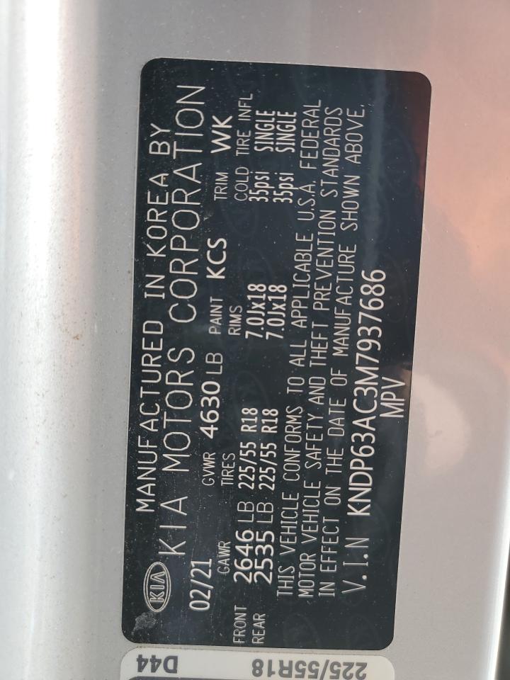 2021 KIA Sportage VIN KNDP63AC3M7937686 Copart auction photo, front end / side damage thumbnail 13