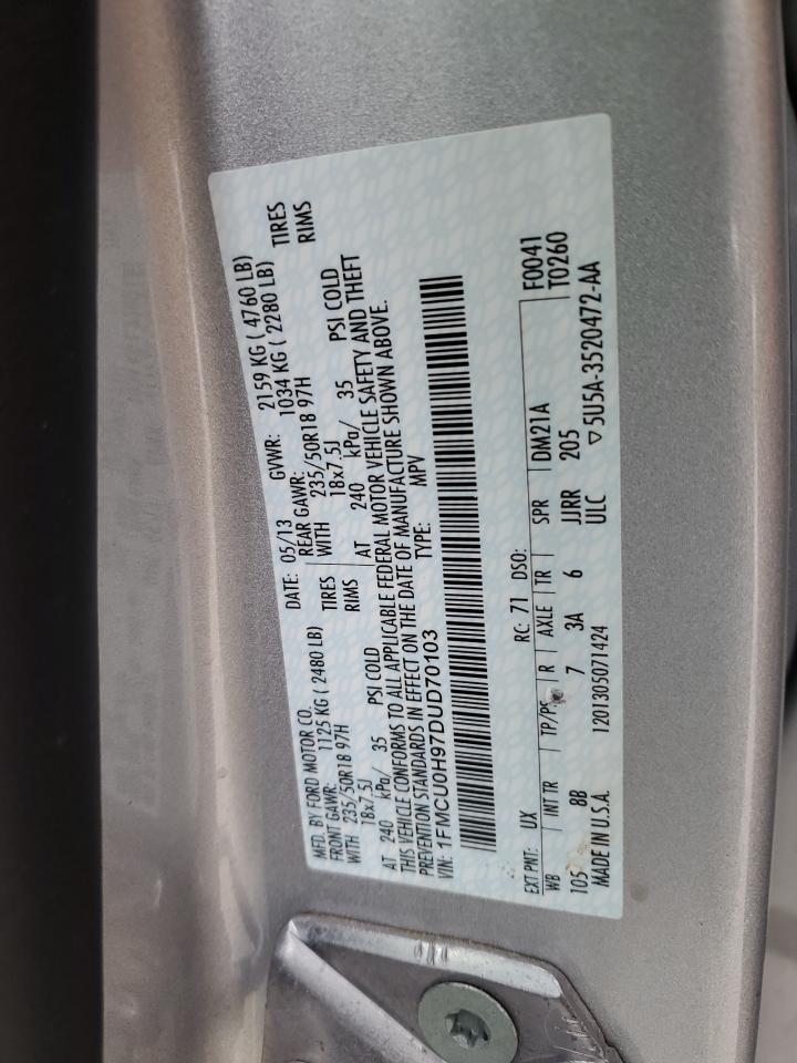 2013 Ford Escape VIN 1FMCU0H97DUD70103 Copart auction photo, front end damage thumbnail 12