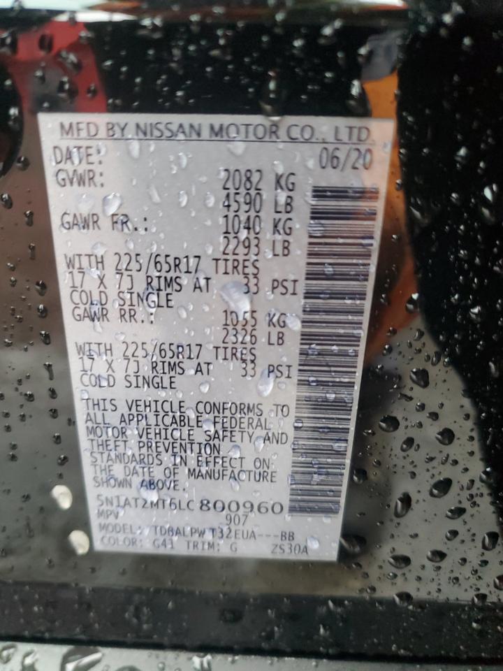 2020 Nissan Rogue VIN 5N1AT2MT6LC800960 Copart auction photo, front end damage thumbnail 14