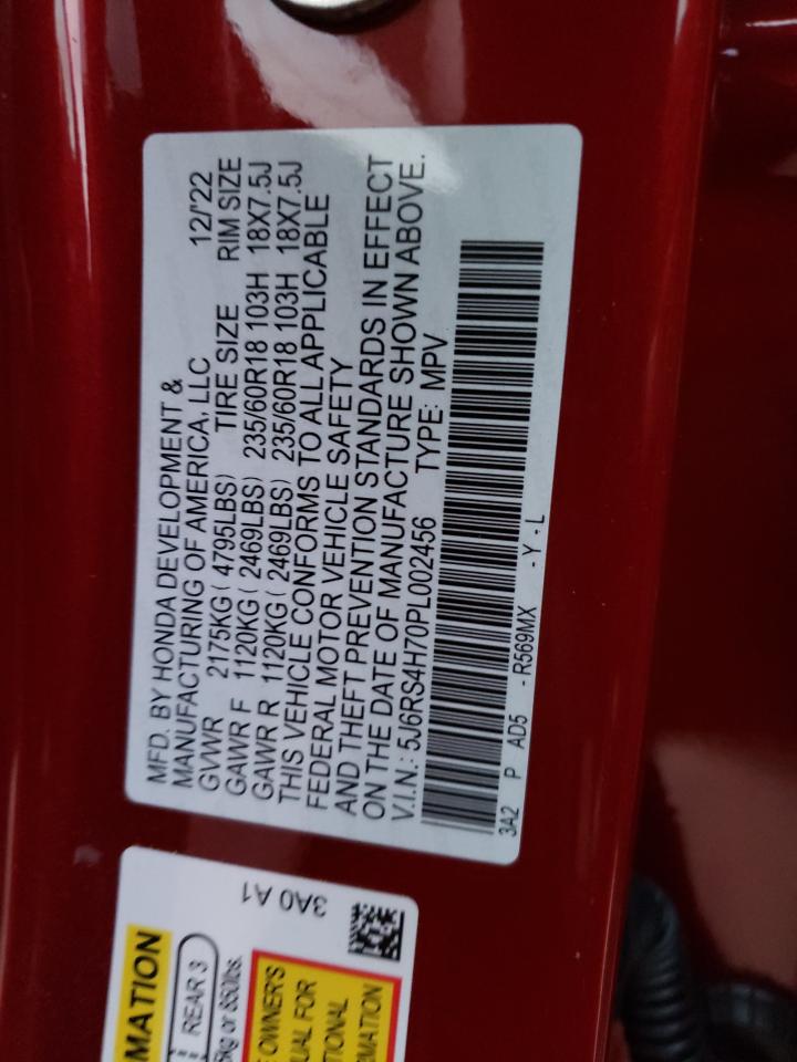2023 Honda CR-V VIN 5J6RS4H70PL002456 Copart auction photo, all over damage thumbnail 15