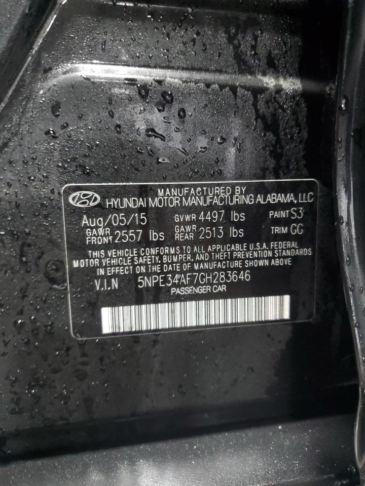 2016 Hyundai Sonata VIN 5NPE34AF7GH283646 Copart auction photo, front end damage thumbnail 13