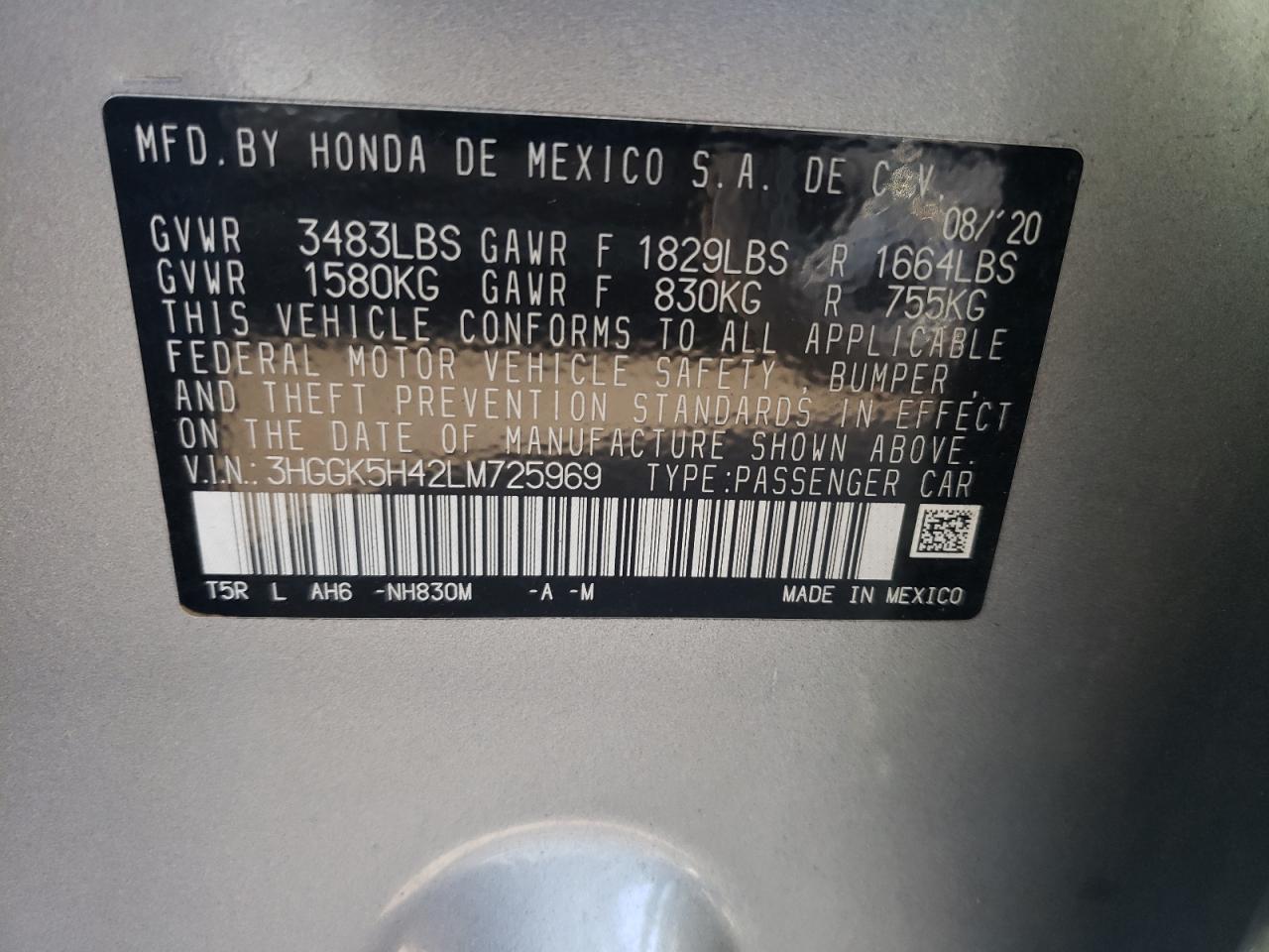 2020 Honda Fit VIN 3HGGK5H42LM725969 Copart auction photo, front end damage thumbnail 12