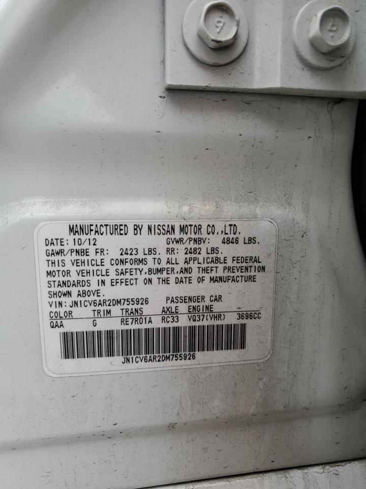 2013 Infiniti G VIN JN1CV6AR2DM755926 Copart auction photo, all over damage thumbnail 12