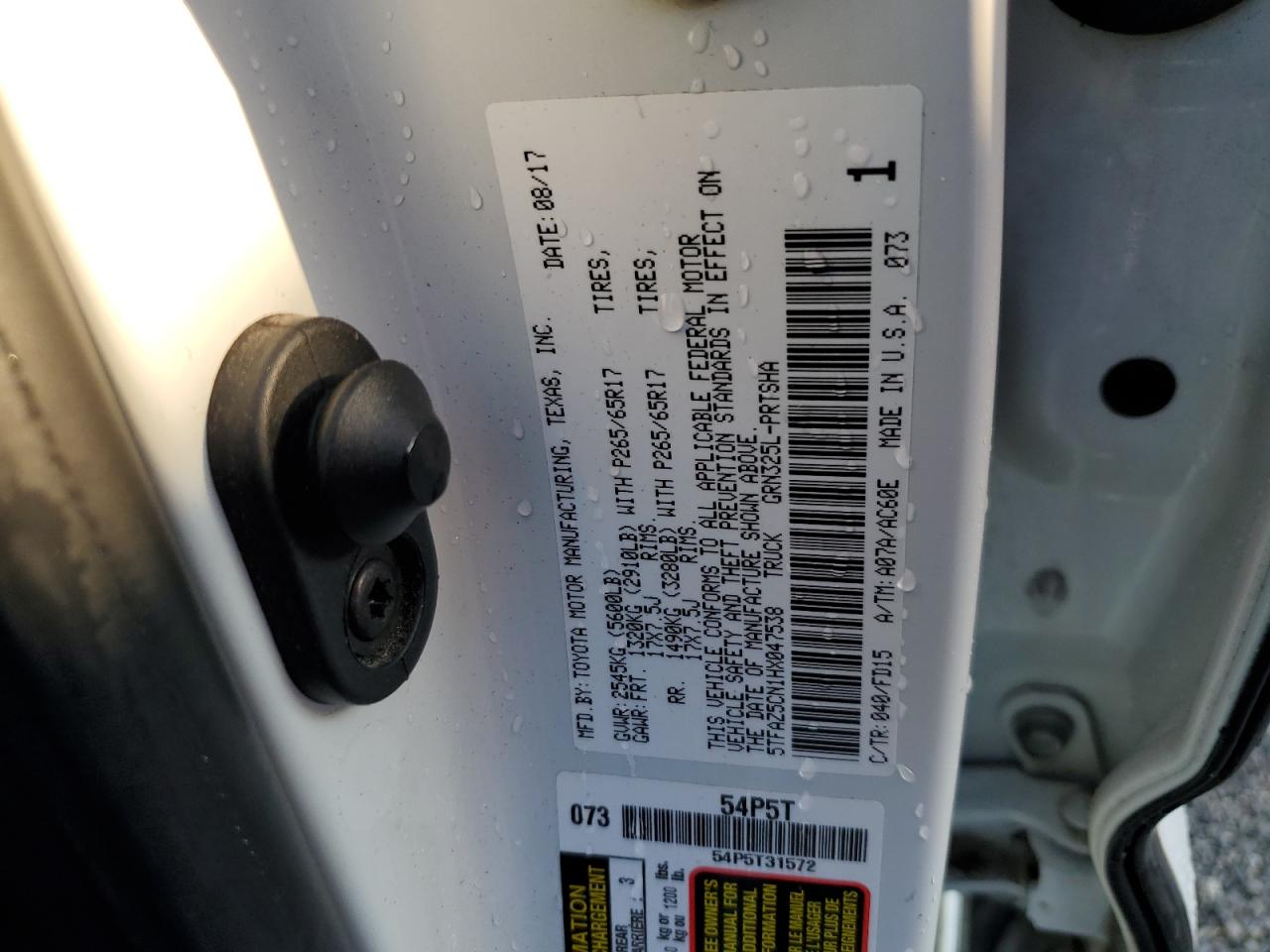 2017 Toyota Tacoma VIN 5TFAZ5CN1HX047538 Copart auction photo, side / all over damage thumbnail 12