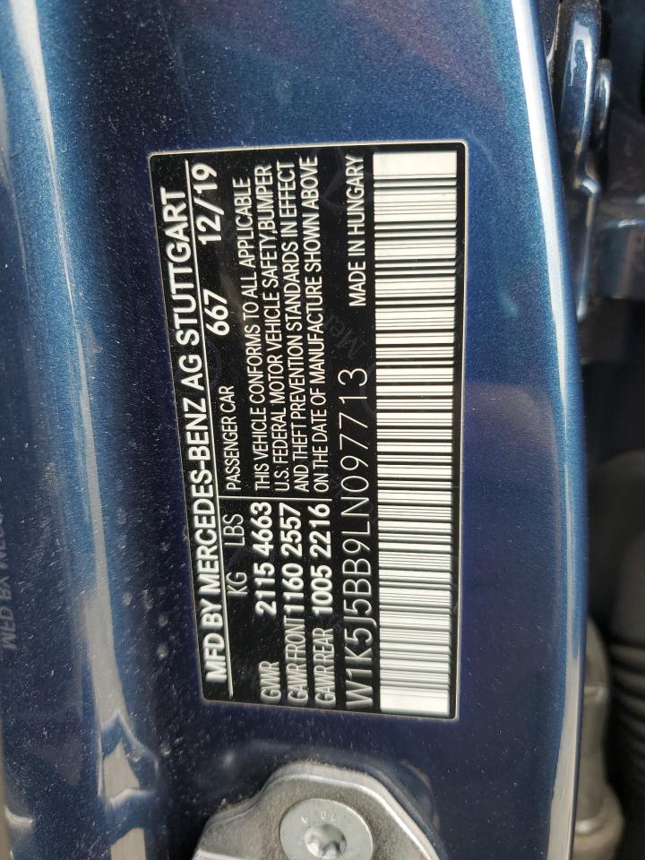 2020 Mercedes-Benz CLA-klasse VIN W1K5J5BB9LN097713 Copart auction photo, side / front end damage thumbnail 12