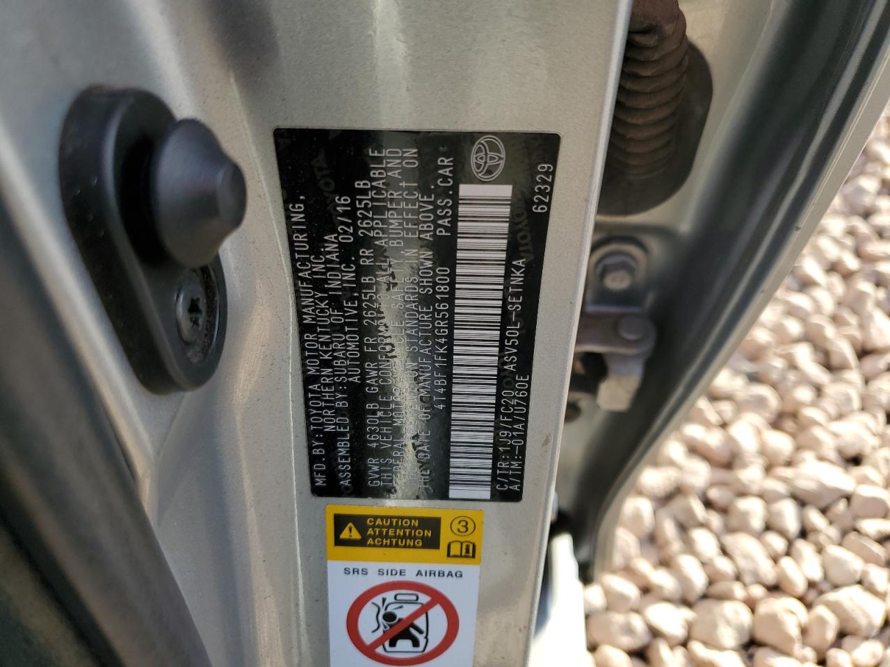 2016 Toyota Camry VIN 4T4BF1FK4GR561800 Copart auction photo, front end damage thumbnail 12