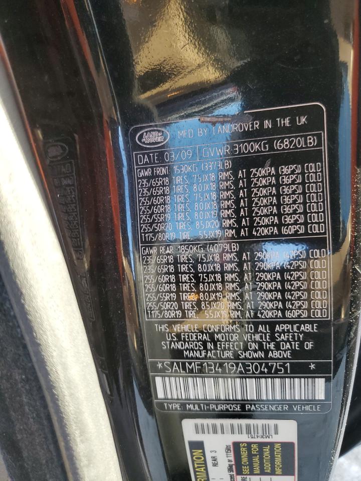 2009 Land Rover Range Rover VIN SALMF13419A304751 Copart auction photo, minor dent/scratches damage thumbnail 12