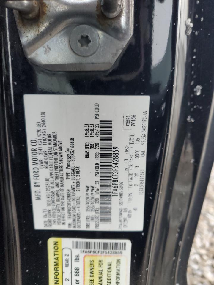 2015 Ford Mustang VIN 1FA6P8CF3F5428859 Copart auction photo, side damage thumbnail 12