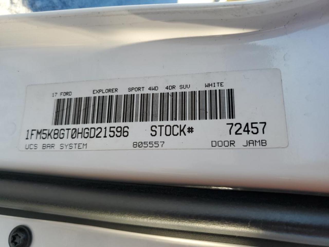 2017 Ford Explorer VIN 1FM5K8GT0HGD21596 Copart auction photo, front end damage thumbnail 15