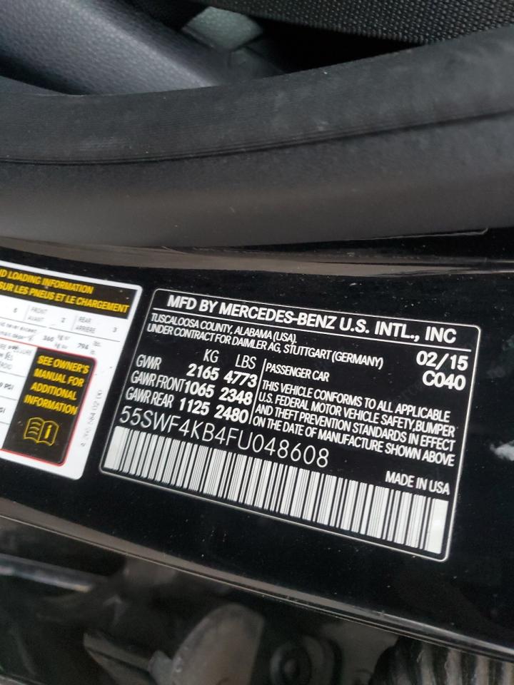 2015 Mercedes-Benz C-klasse VIN 55SWF4KB4FU048608 Copart auction photo, all over damage thumbnail 15