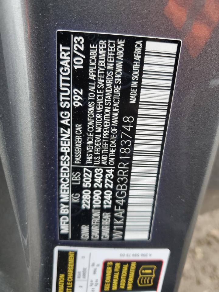2024 Mercedes-Benz C-klasse VIN W1KAF4GB3RR183748 Copart auction photo, front end / mechanical damage thumbnail 14