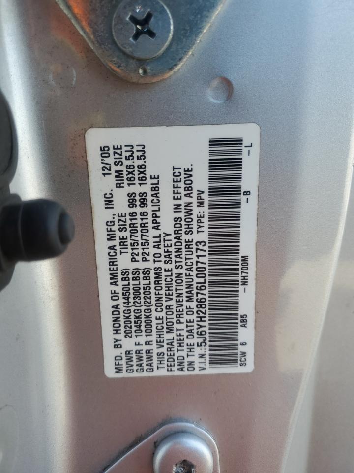 2006 Honda Element VIN 5J6YH28676L007173 Copart auction photo, rear end damage thumbnail 12
