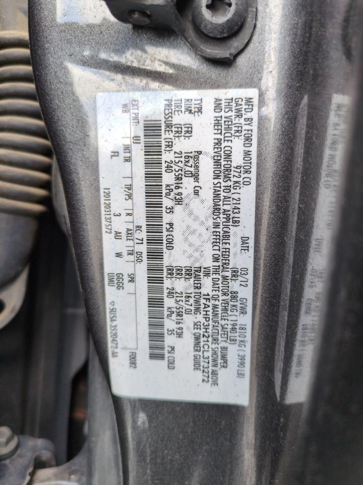 2012 Ford Focus VIN 1FAHP3H21CL373272 Copart auction photo, front end damage thumbnail 12