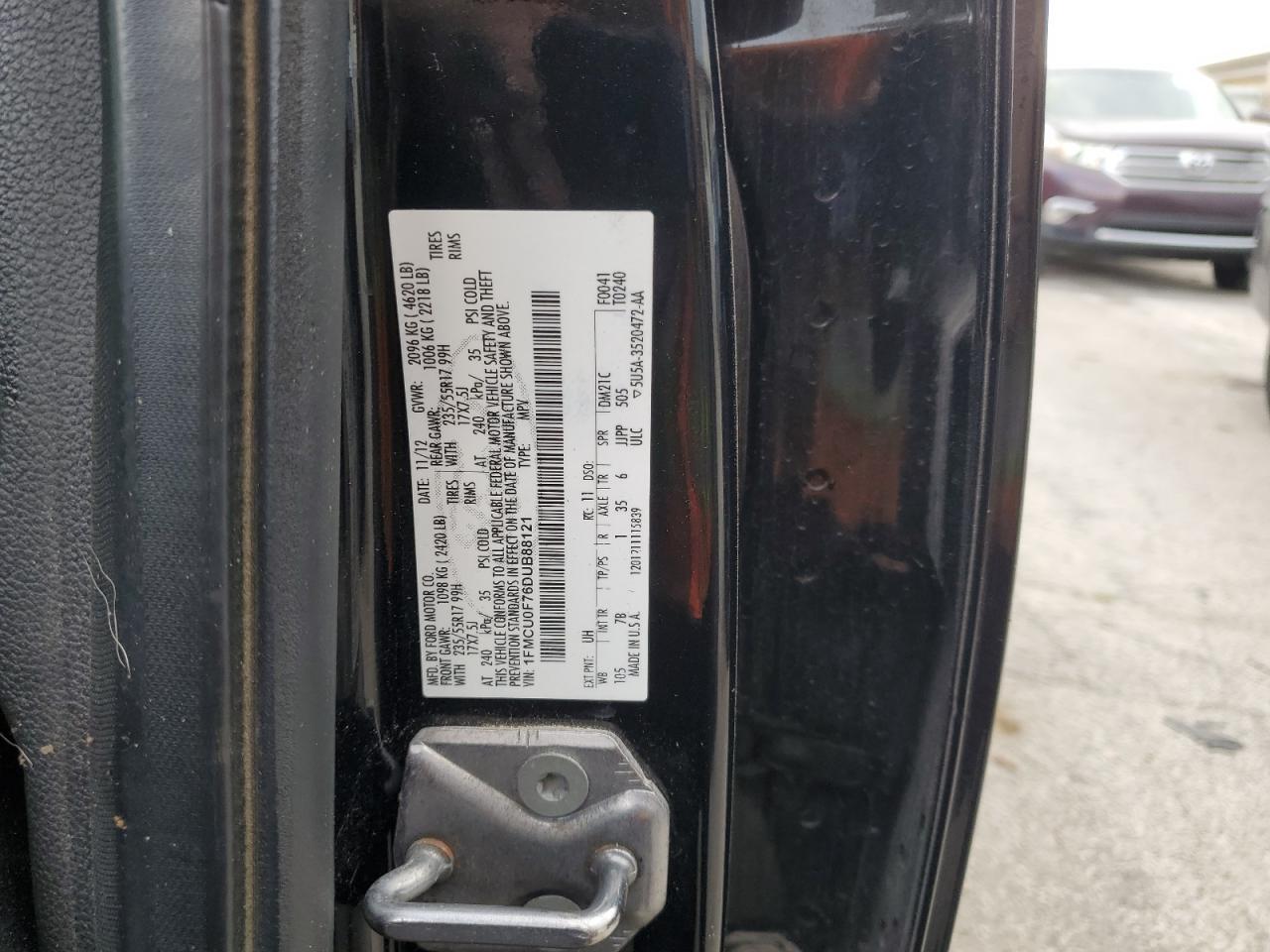 2013 Ford Escape VIN 1FMCU0F76DUB88121 Copart auction photo, all over damage thumbnail 13