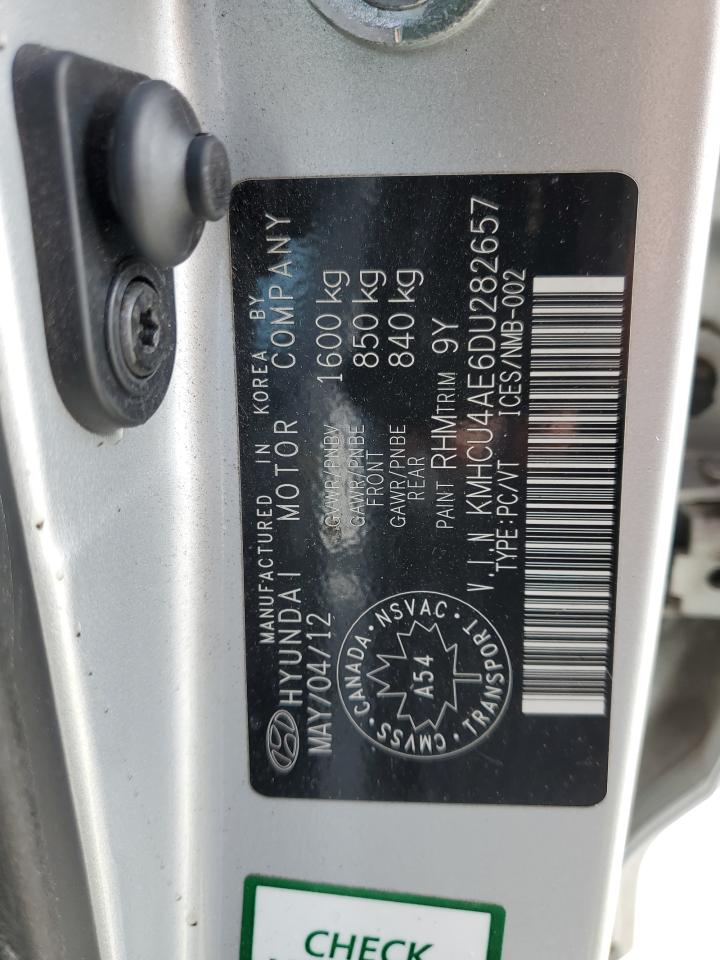 2013 Hyundai Accent VIN KMHCU4AE6DU282657 Copart auction photo, front end damage thumbnail 12